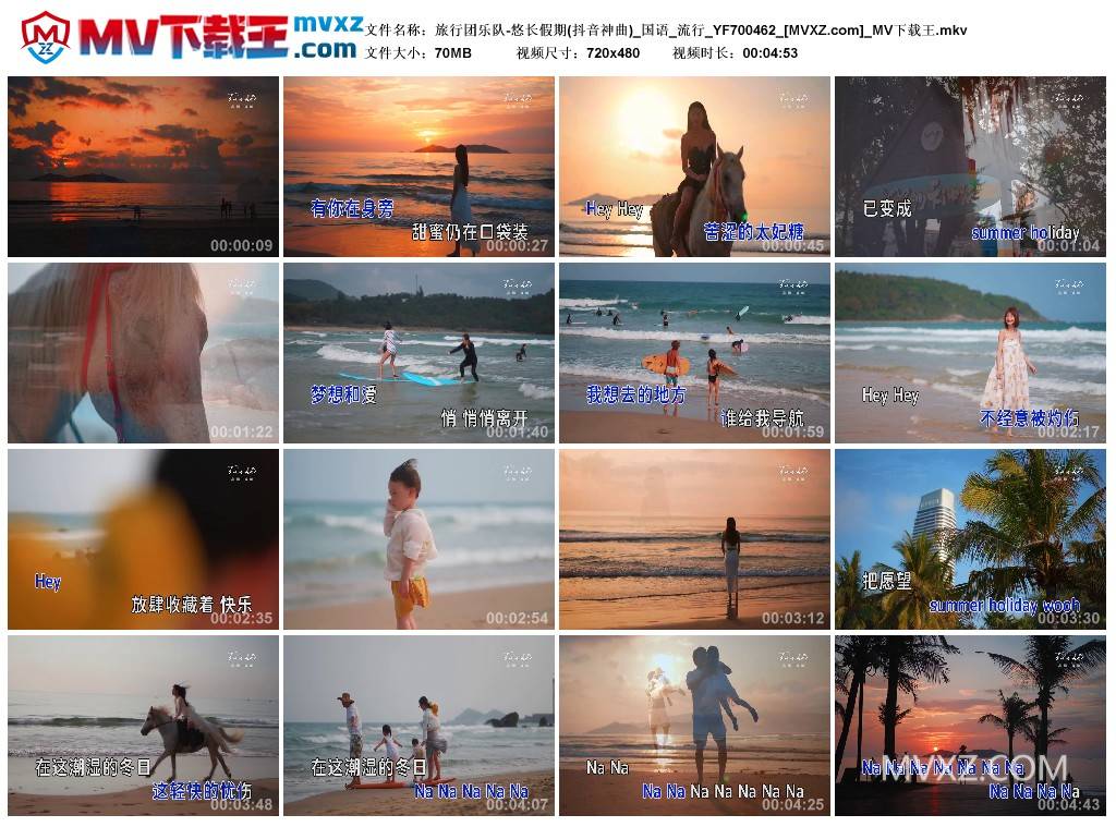 旅行团乐队-悠长假期(抖音神曲)_国语_流行_YF700462